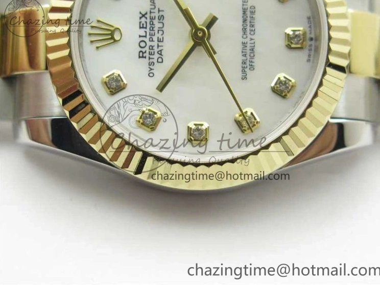 MiroTime 0520 ModernLook Datejust 31mm 278273 SS YG BP Maker Best Edition White MOP Diamonds Dial on SS YG Oyster Bracelet 2723